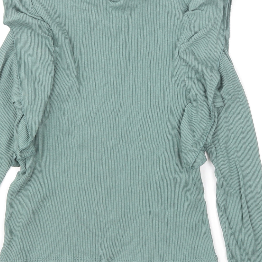 Zara Girls Green Round Neck Cotton Pullover Jumper Size 11-12 Years Pullover