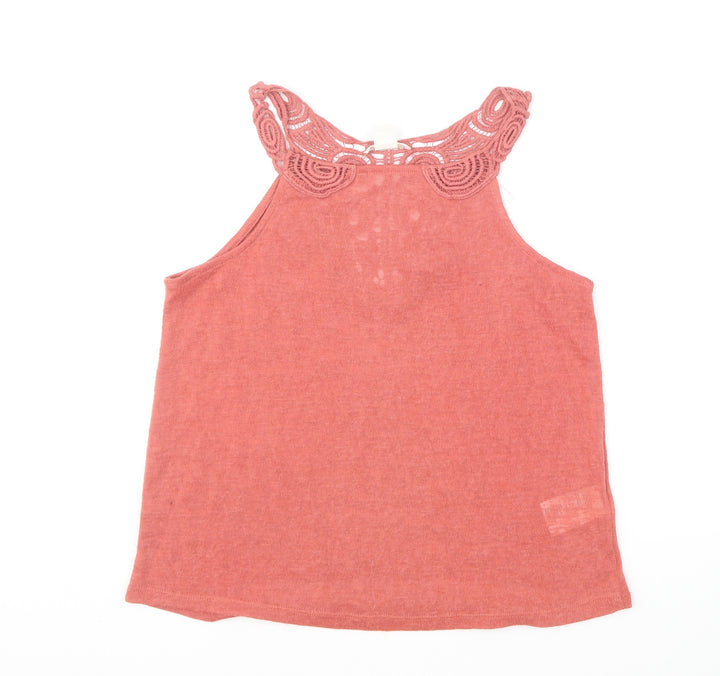 H&M Womens Red Polyester Basic T-Shirt Size XS Halter - Embellished Collar
