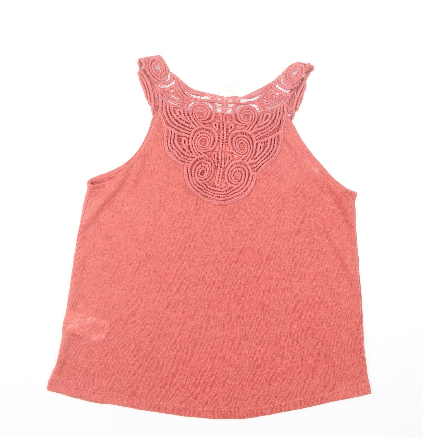 H&M Womens Red Polyester Basic T-Shirt Size XS Halter - Embellished Collar