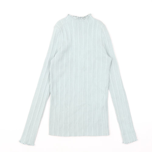 Fashion Union Womens Blue Mock Neck Viscose Pullover Jumper Size 8