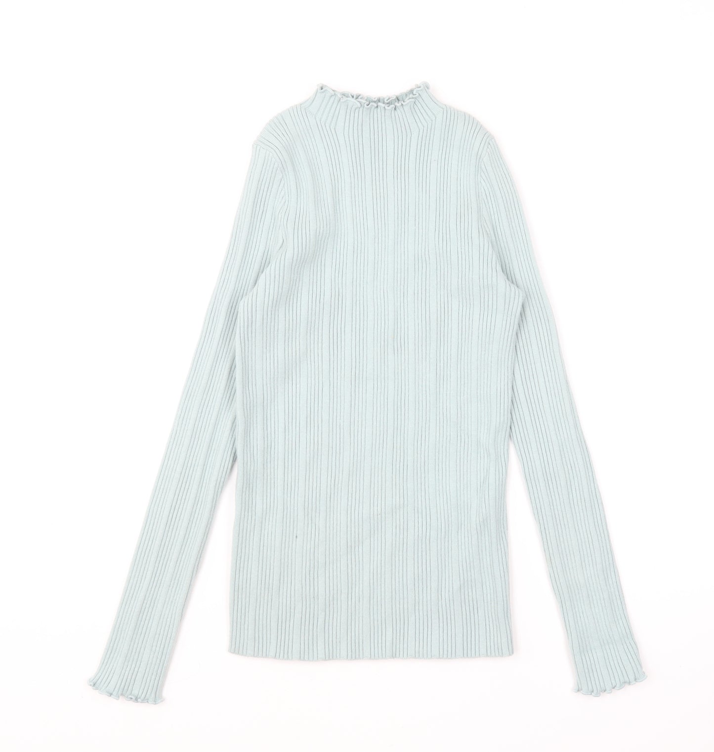 Fashion Union Womens Blue Mock Neck Viscose Pullover Jumper Size 8