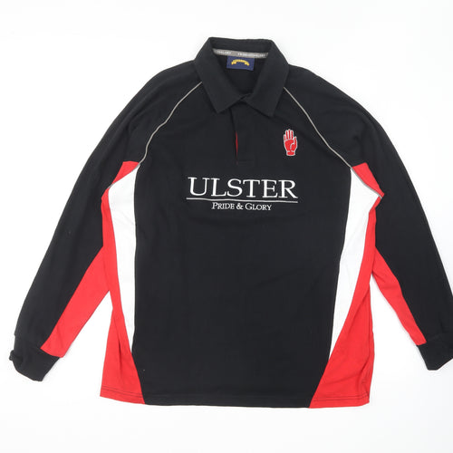 Pride & Glory Mens Black Cotton Polo Size XL Collared Button - Ulster
