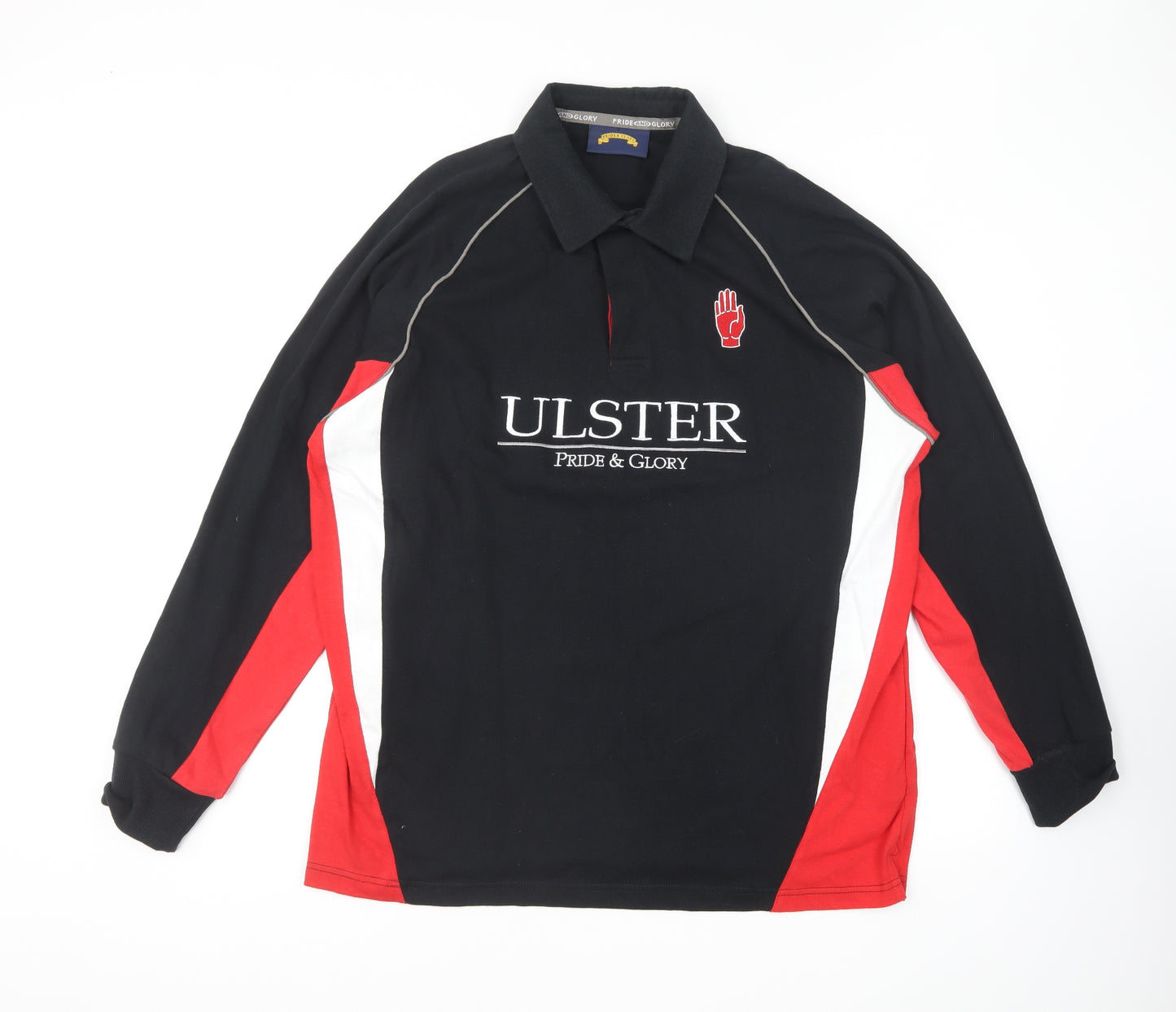 Pride & Glory Mens Black Cotton Polo Size XL Collared Button - Ulster