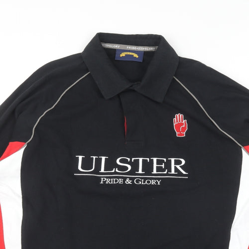 Pride & Glory Mens Black Cotton Polo Size XL Collared Button - Ulster