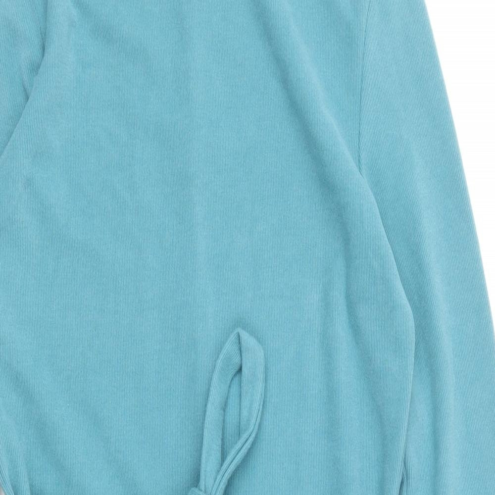 Marks and Spencer Womens Blue Cotton Jumper Dress Size 12 Round Neck Pullover