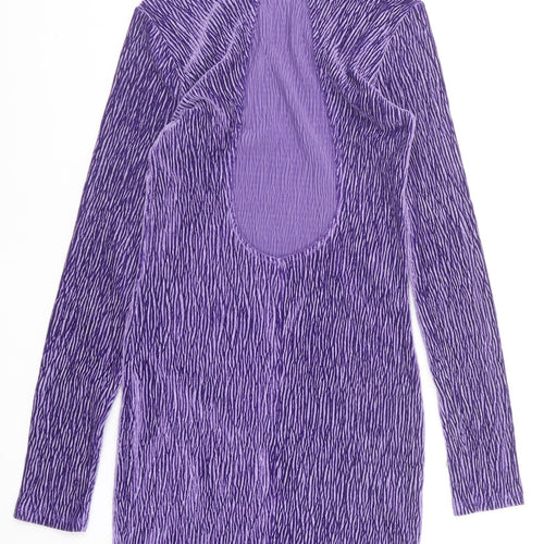 H&M Womens Purple Polyester Bodycon Size XS High Neck Pullover