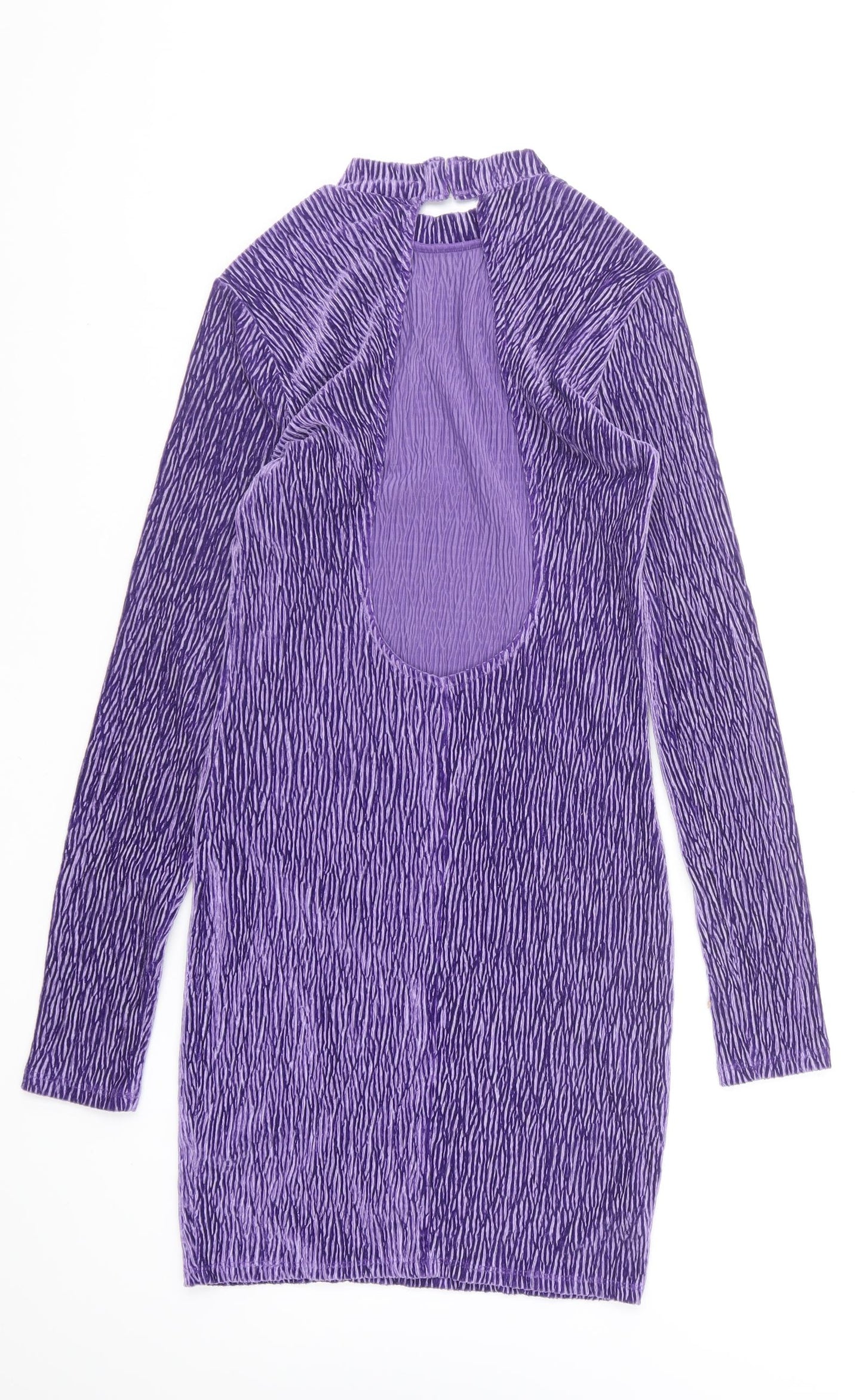 H&M Womens Purple Polyester Bodycon Size XS High Neck Pullover