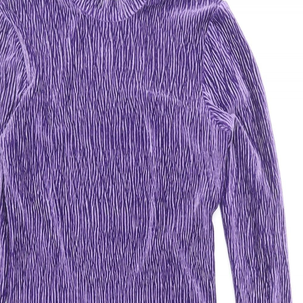 H&M Womens Purple Polyester Bodycon Size XS High Neck Pullover
