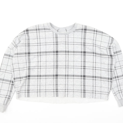 Primark Womens Grey Plaid Polyester Pullover Sweatshirt Size XS Pullover - Cropped