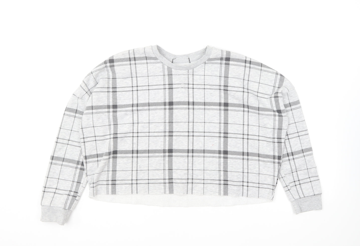 Primark Womens Grey Plaid Polyester Pullover Sweatshirt Size XS Pullover - Cropped