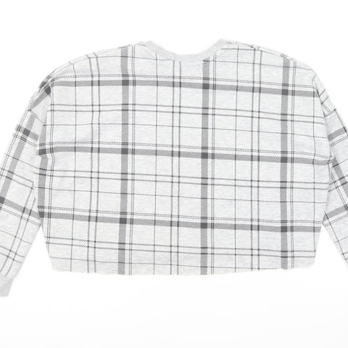 Primark Womens Grey Plaid Polyester Pullover Sweatshirt Size XS Pullover - Cropped