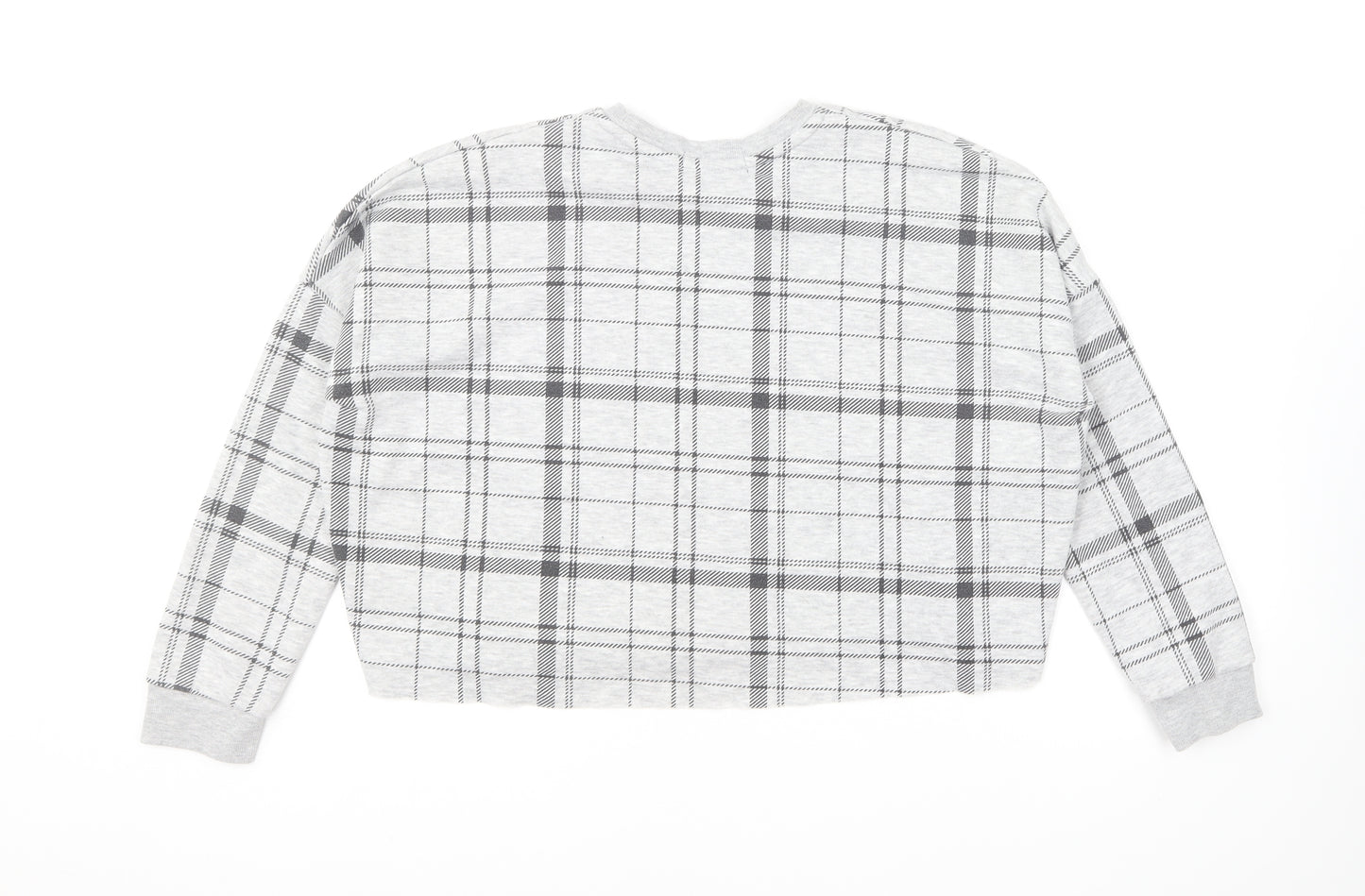 Primark Womens Grey Plaid Polyester Pullover Sweatshirt Size XS Pullover - Cropped