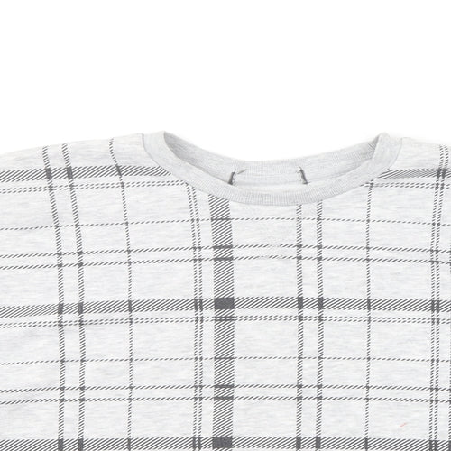 Primark Womens Grey Plaid Polyester Pullover Sweatshirt Size XS Pullover - Cropped