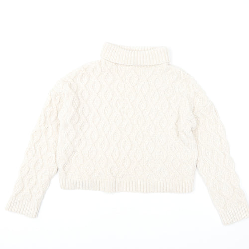 Primark Girls Ivory Roll Neck Polyester Pullover Jumper Size 10-11 Years Pullover