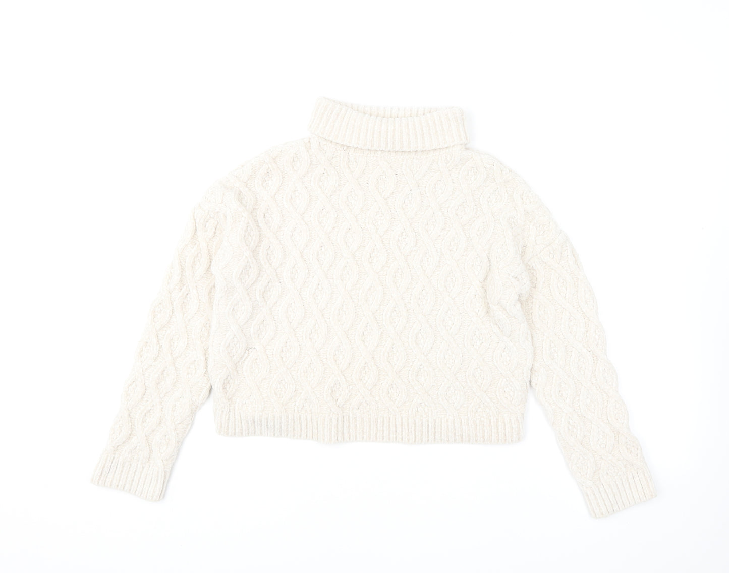 Primark Girls Ivory Roll Neck Polyester Pullover Jumper Size 10-11 Years Pullover