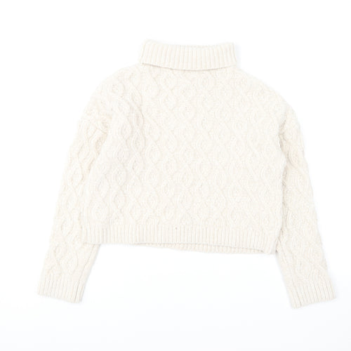 Primark Girls Ivory Roll Neck Polyester Pullover Jumper Size 10-11 Years Pullover