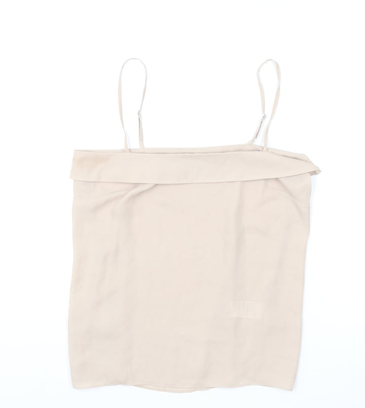 Warehouse Womens Beige Polyester Camisole T-Shirt Size 12 Square Neck
