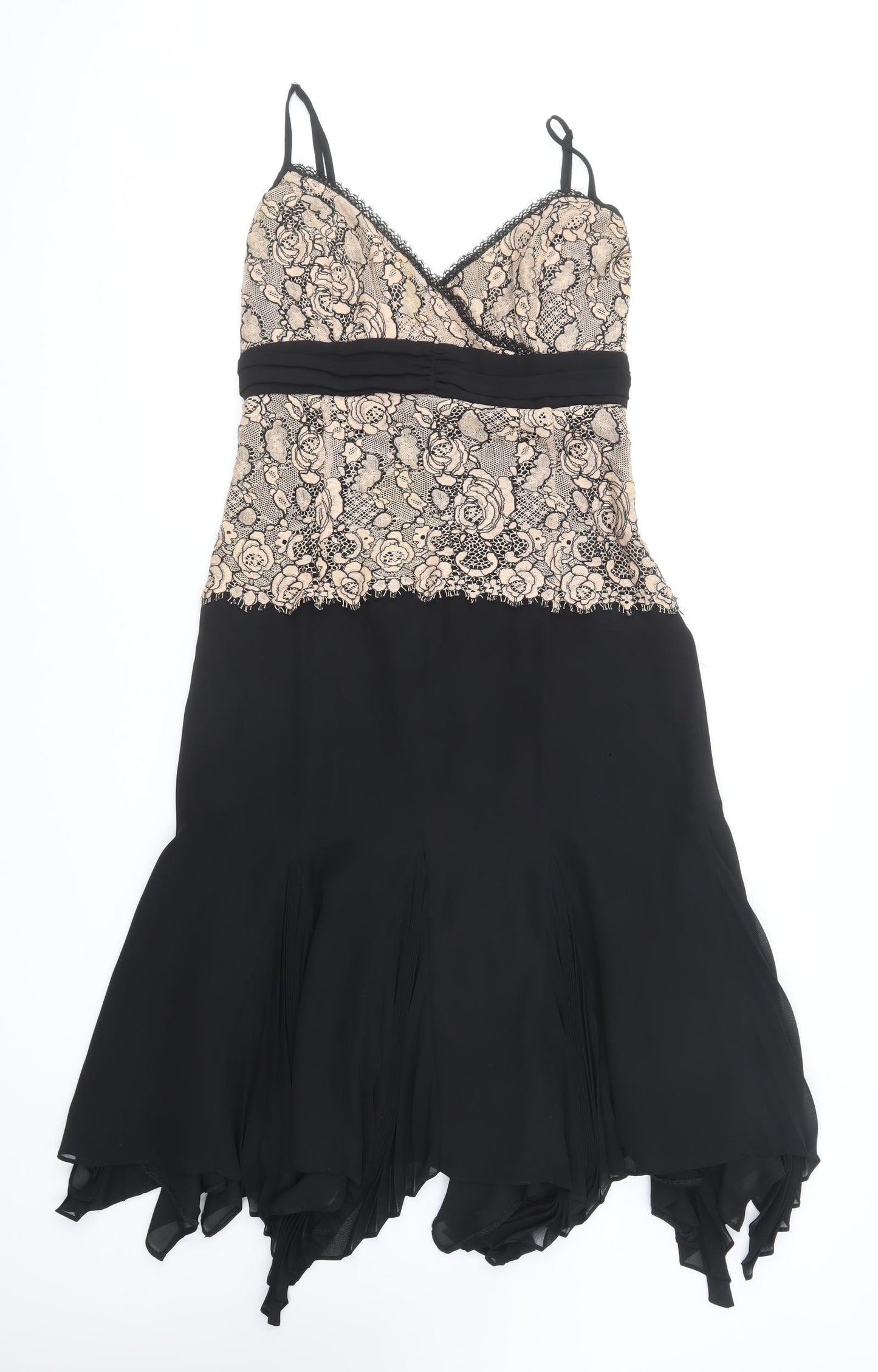 Karen Millen Womens Black Polyester Fit & Flare Size 10 V-Neck Zip