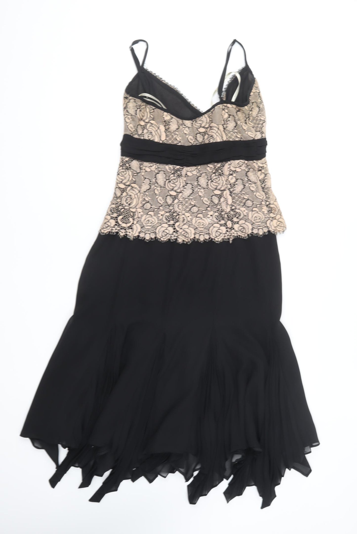 Karen Millen Womens Black Polyester Fit & Flare Size 10 V-Neck Zip