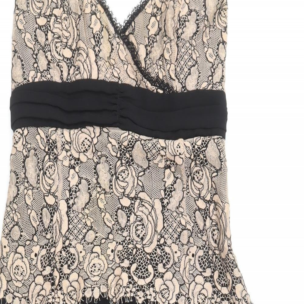 Karen Millen Womens Black Polyester Fit & Flare Size 10 V-Neck Zip