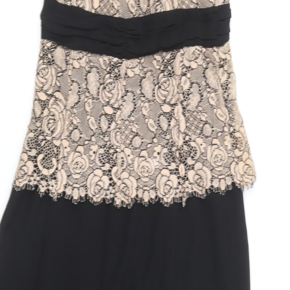 Karen Millen Womens Black Polyester Fit & Flare Size 10 V-Neck Zip