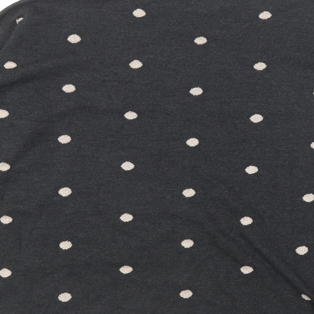 Fat Face Womens Grey Round Neck Polka Dot Cotton Pullover Jumper Size 16
