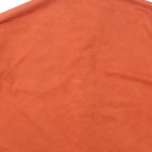 Preworn Womens Orange Polyester Basic Button-Up Size L Collared