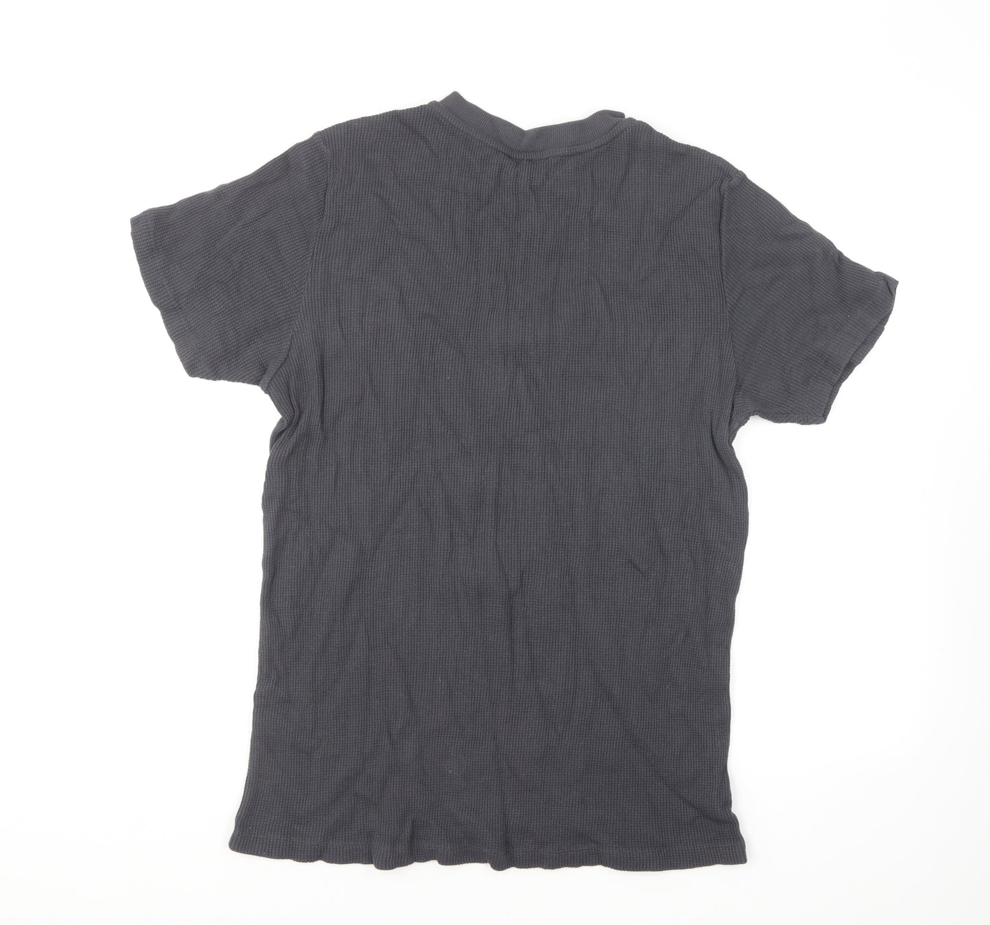 Boohoo Mens Grey Cotton Polo Size L Round Neck Pullover - Ribbed