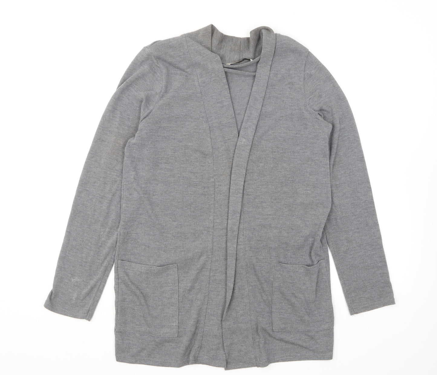 George Womens Grey V-Neck Polyester Cardigan Jumper Size S