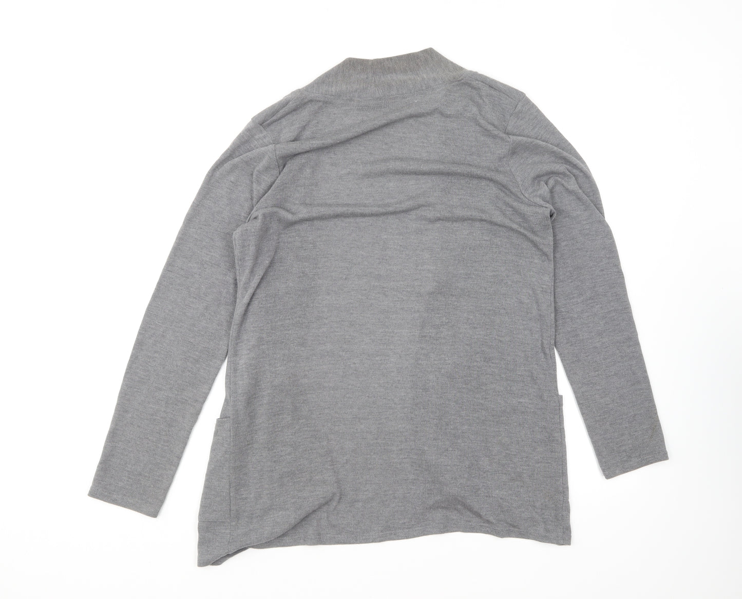 George Womens Grey V-Neck Polyester Cardigan Jumper Size S