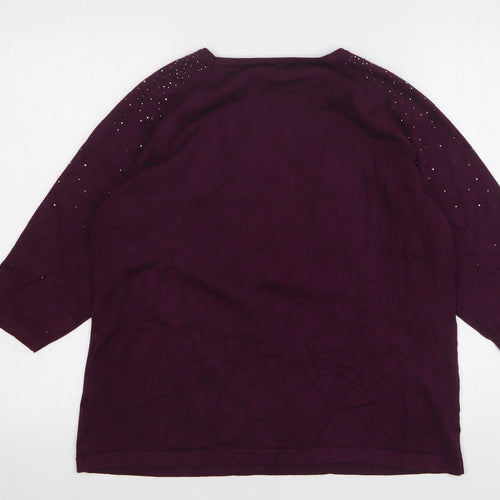 Stock Shop Womens Purple Round Neck Viscose Pullover Jumper Size L