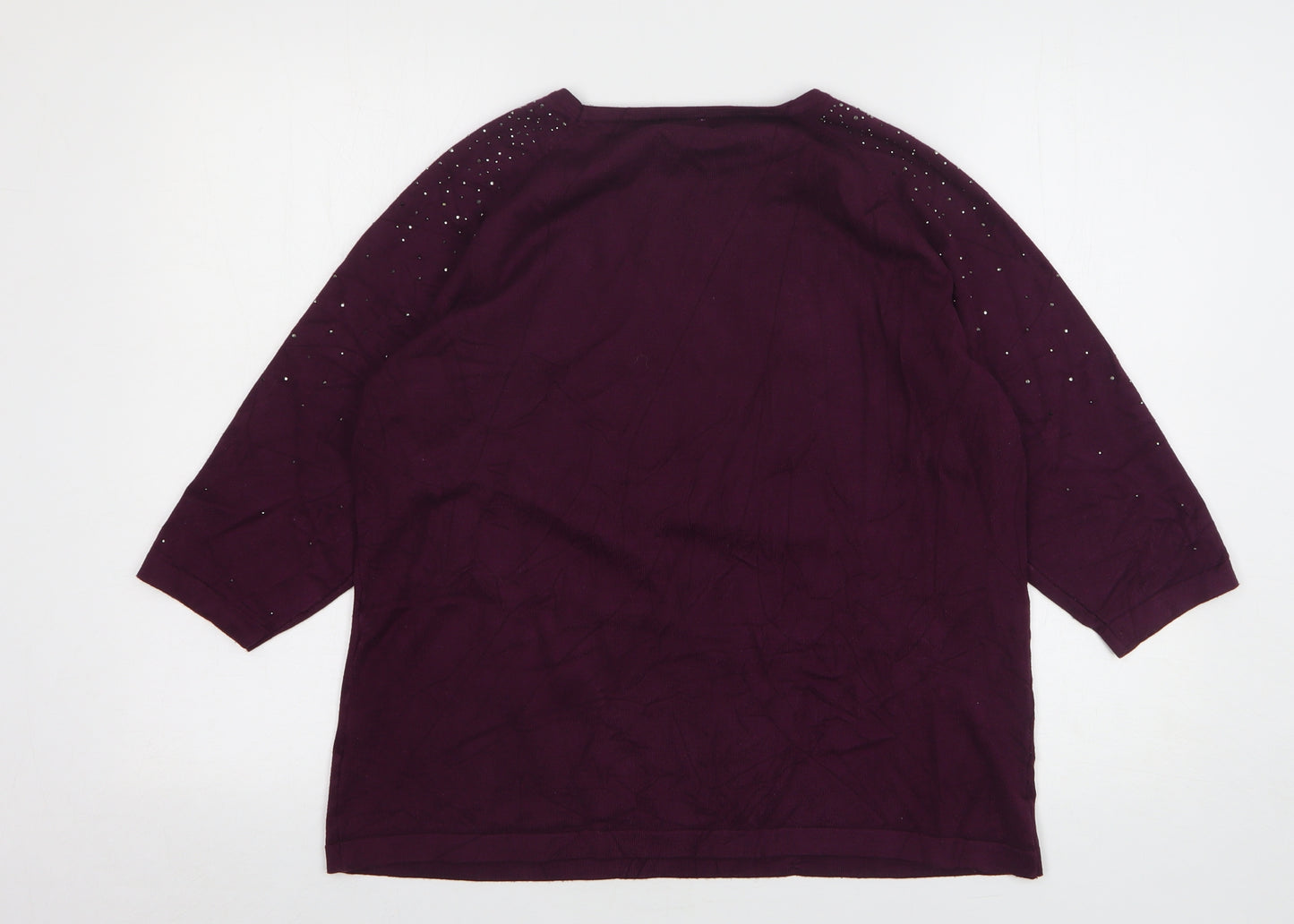 Stock Shop Womens Purple Round Neck Viscose Pullover Jumper Size L