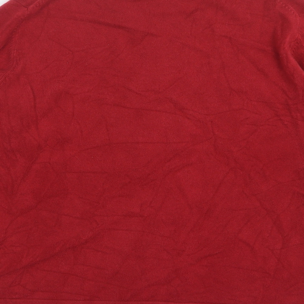 Marks and Spencer Womens Red Round Neck Acrylic Cardigan Jumper Size 18