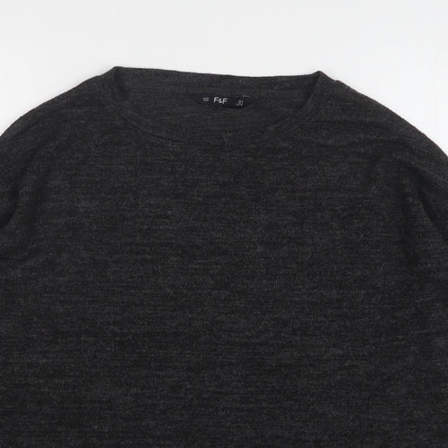 F&F Womens Grey Round Neck Polyester Pullover Jumper Size 8 - Lace Trims