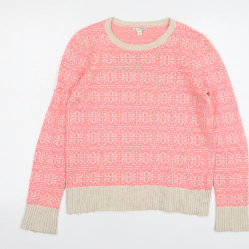 Gap Womens Pink Round Neck Geometric Nylon Pullover Jumper Size XS