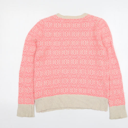 Gap Womens Pink Round Neck Geometric Nylon Pullover Jumper Size XS