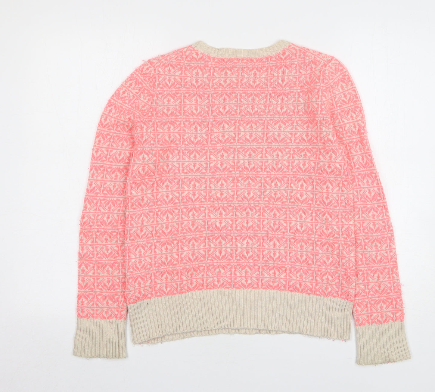 Gap Womens Pink Round Neck Geometric Nylon Pullover Jumper Size XS