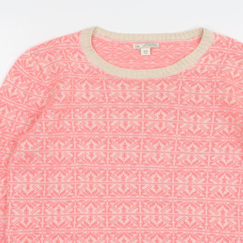 Gap Womens Pink Round Neck Geometric Nylon Pullover Jumper Size XS