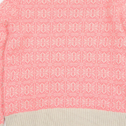 Gap Womens Pink Round Neck Geometric Nylon Pullover Jumper Size XS