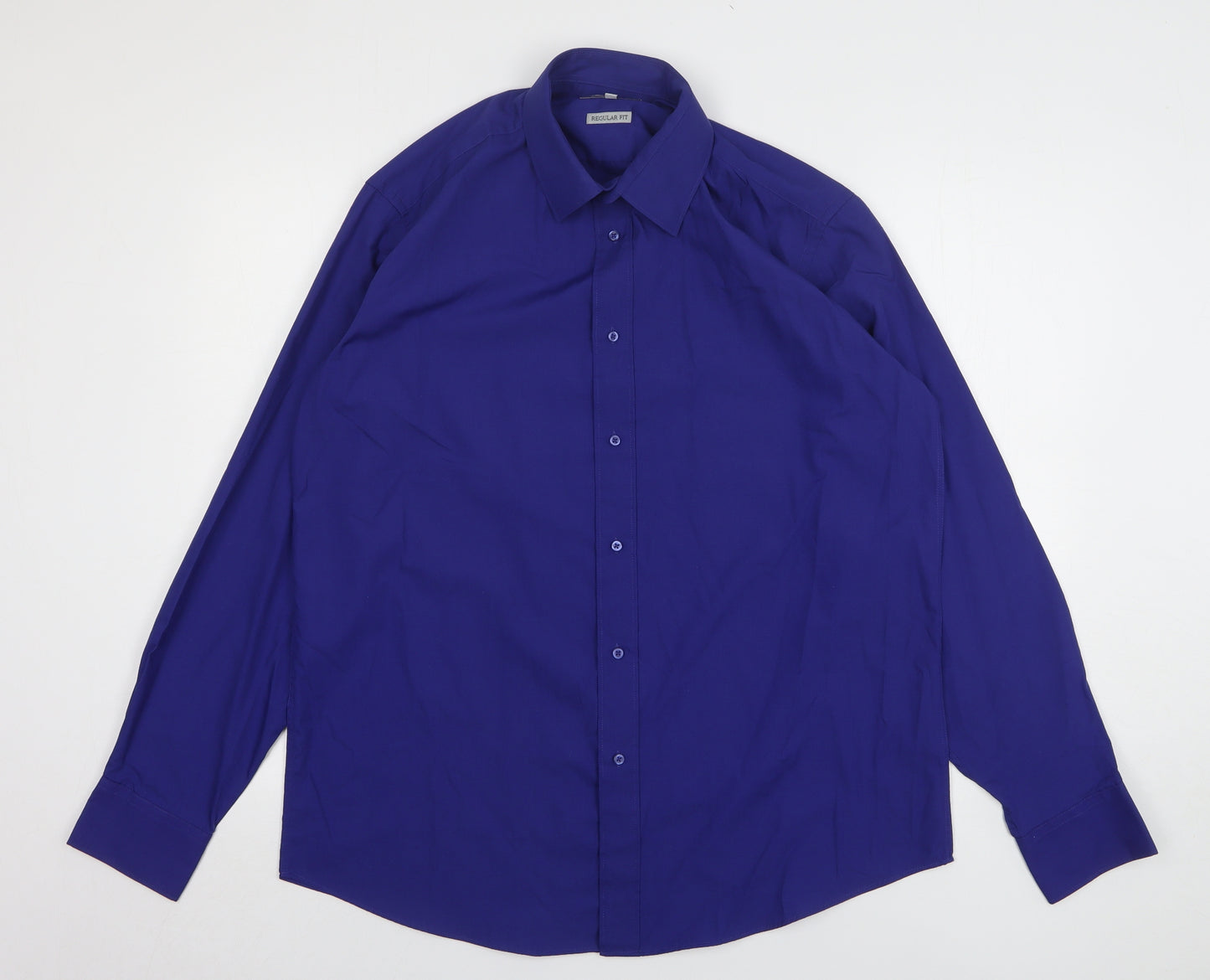 Taylor & Wright Mens Blue Polyester Dress Shirt Size 16 Collared Button