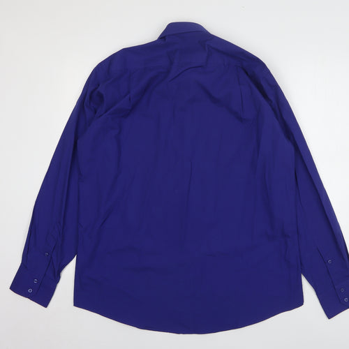 Taylor & Wright Mens Blue Polyester Dress Shirt Size 16 Collared Button