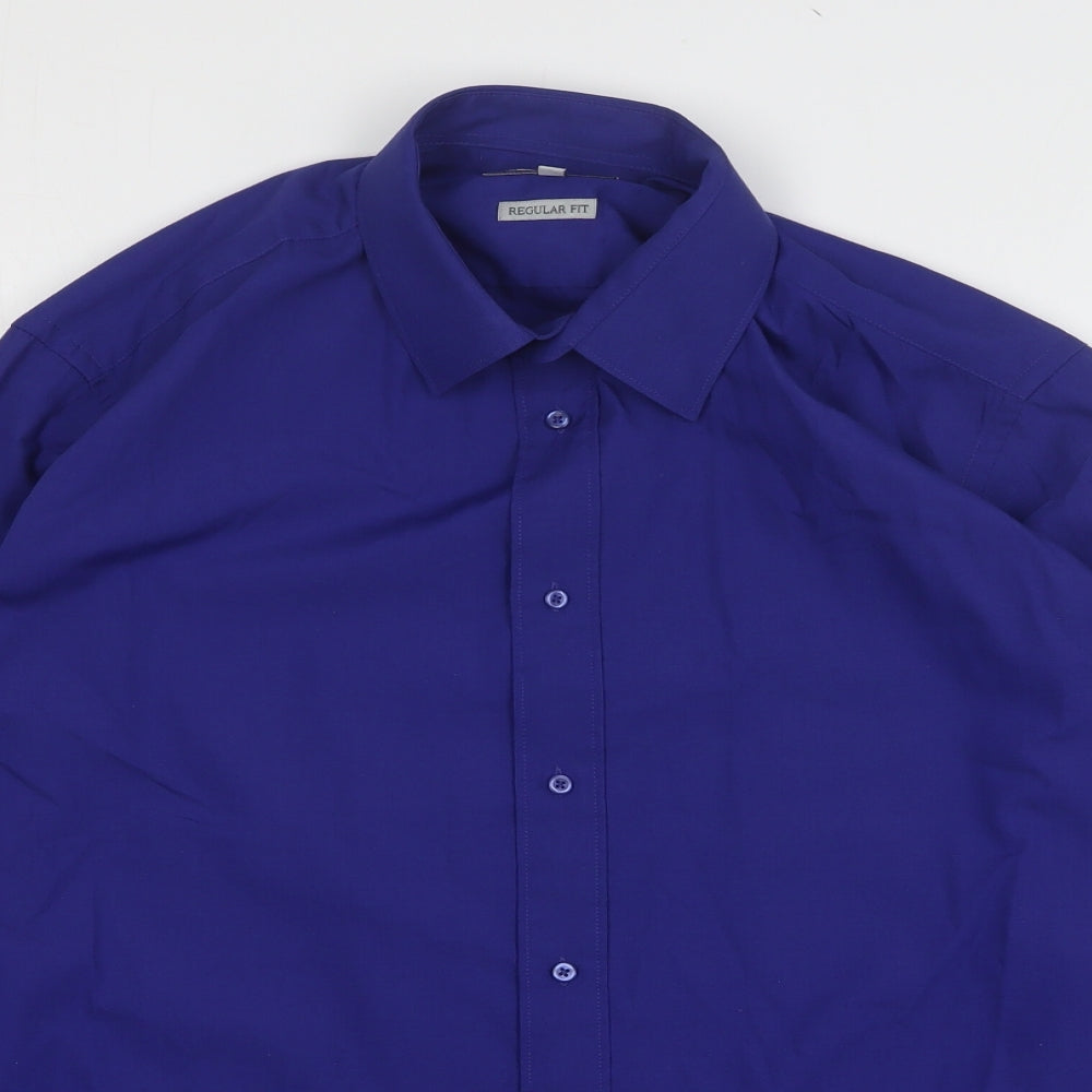Taylor & Wright Mens Blue Polyester Dress Shirt Size 16 Collared Button