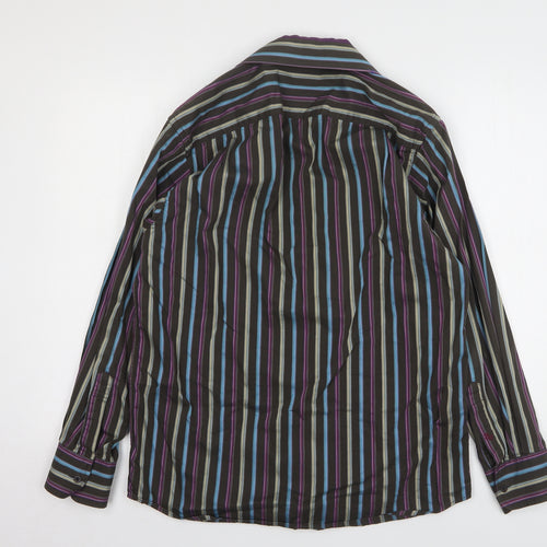 REMUS Mens Multicoloured Striped Cotton Button-Up Size M Collared Button