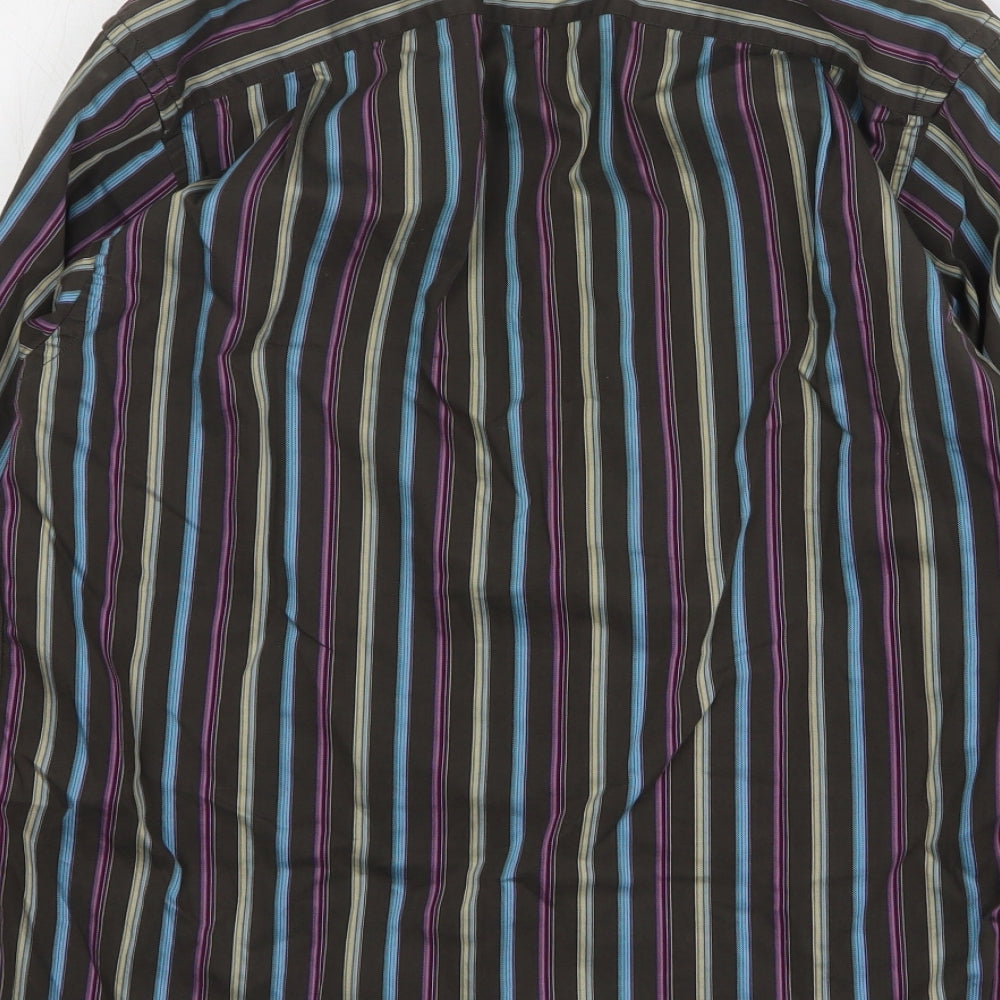 REMUS Mens Multicoloured Striped Cotton Button-Up Size M Collared Button