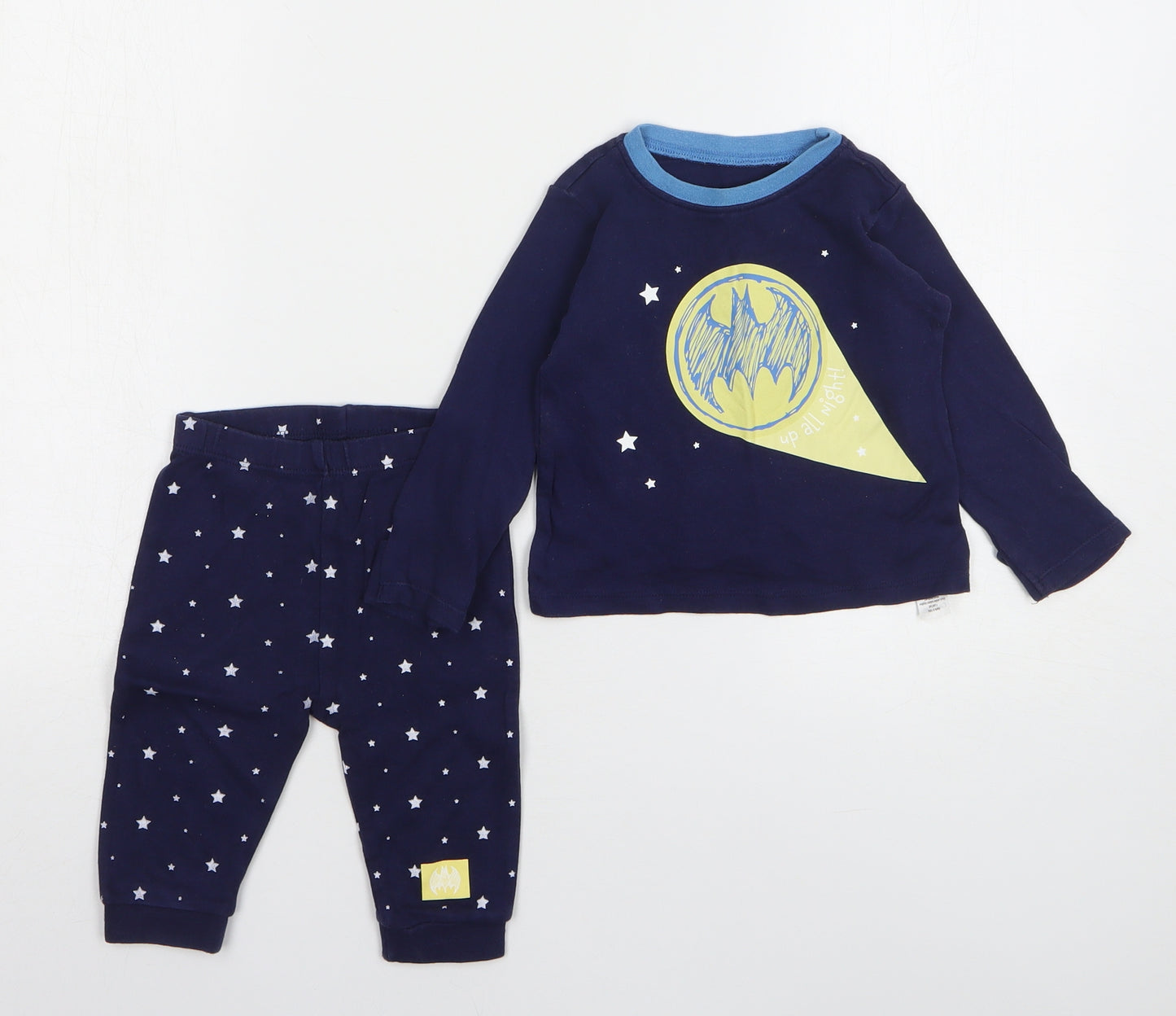 George Boys Blue Geometric Cotton Set Pyjama Set Size 6-9 Months Pullover - Batman