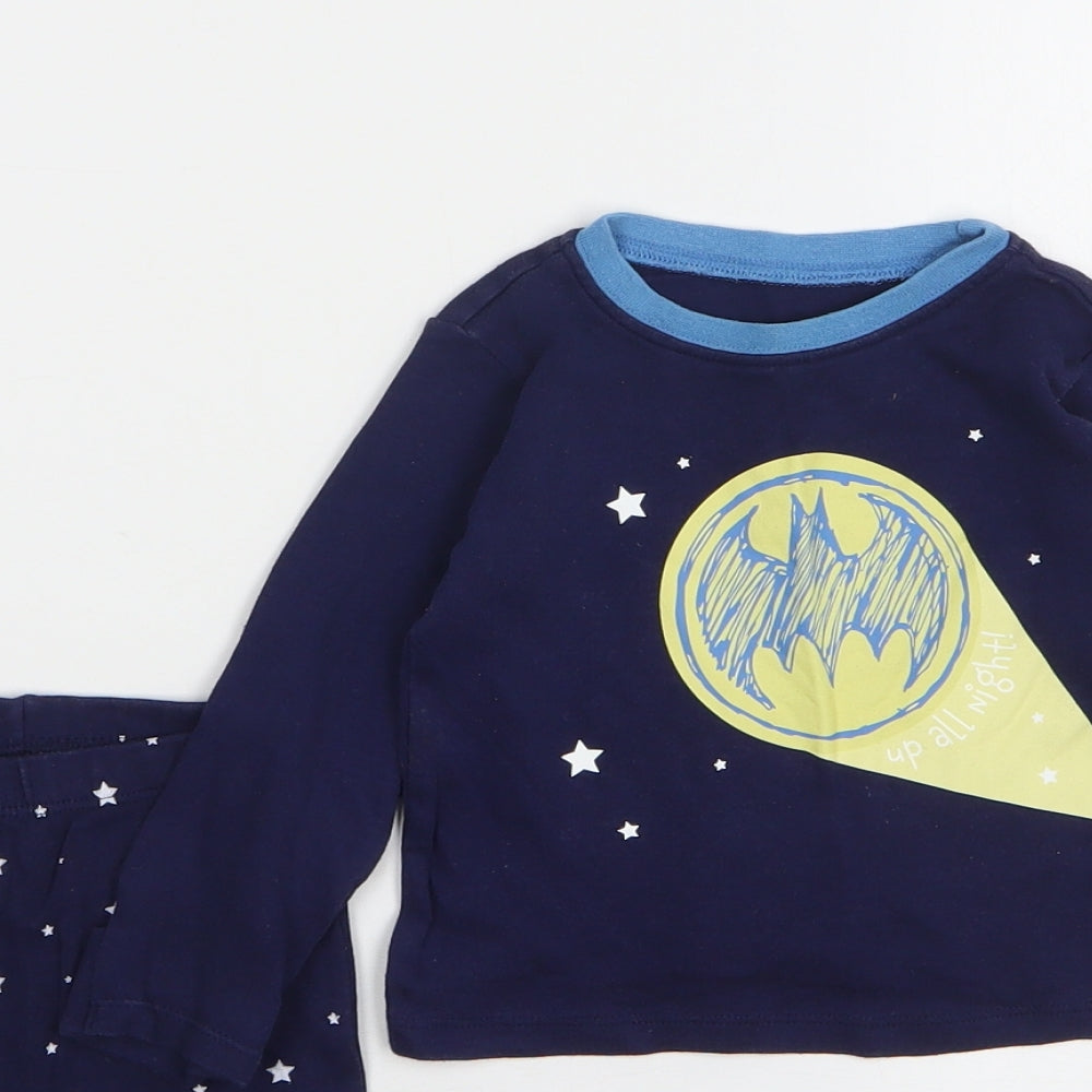 George Boys Blue Geometric Cotton Set Pyjama Set Size 6-9 Months Pullover - Batman