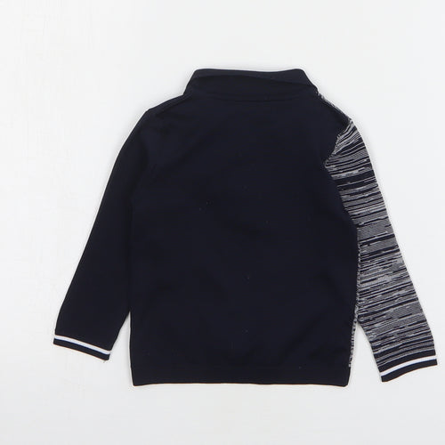 River Island Boys Blue Striped Polyester Basic Polo Size 6-9 Months Collared Pullover