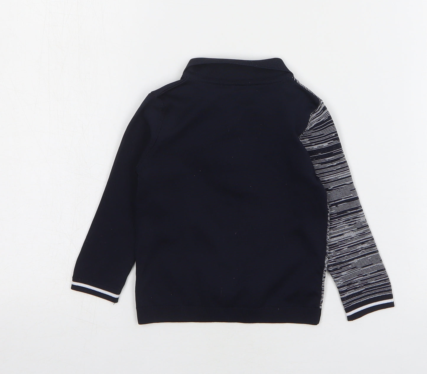 River Island Boys Blue Striped Polyester Basic Polo Size 6-9 Months Collared Pullover