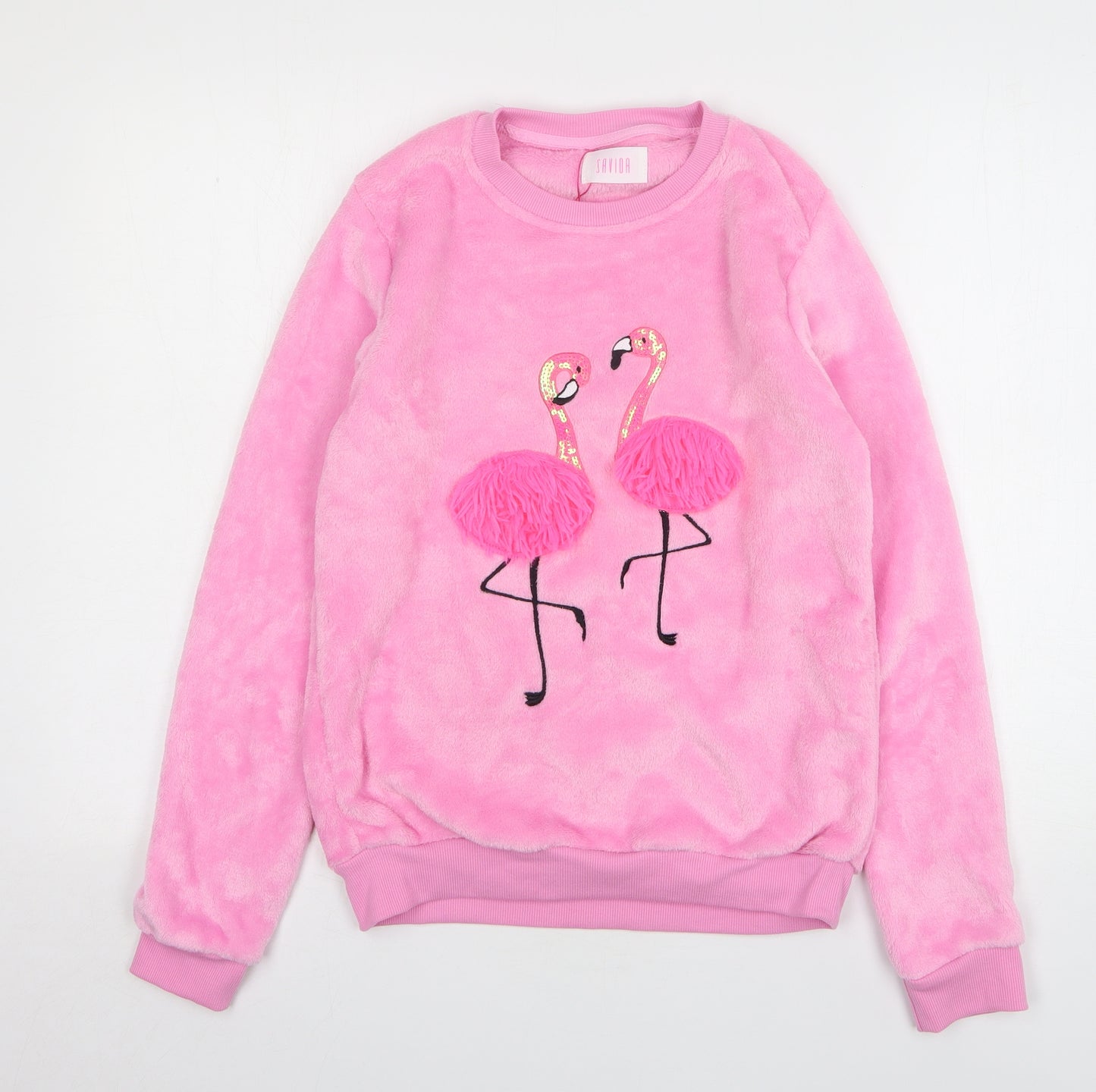 Savida Womens Pink Polyester Pullover Sweatshirt Size XS Pullover - Flamingo Lounge Wear