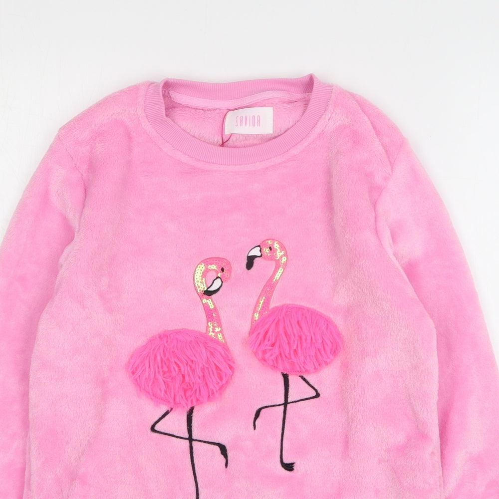 Savida Womens Pink Polyester Pullover Sweatshirt Size XS Pullover - Flamingo Lounge Wear